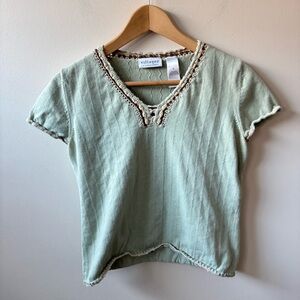 The Villager Mint Green Crochet Tee